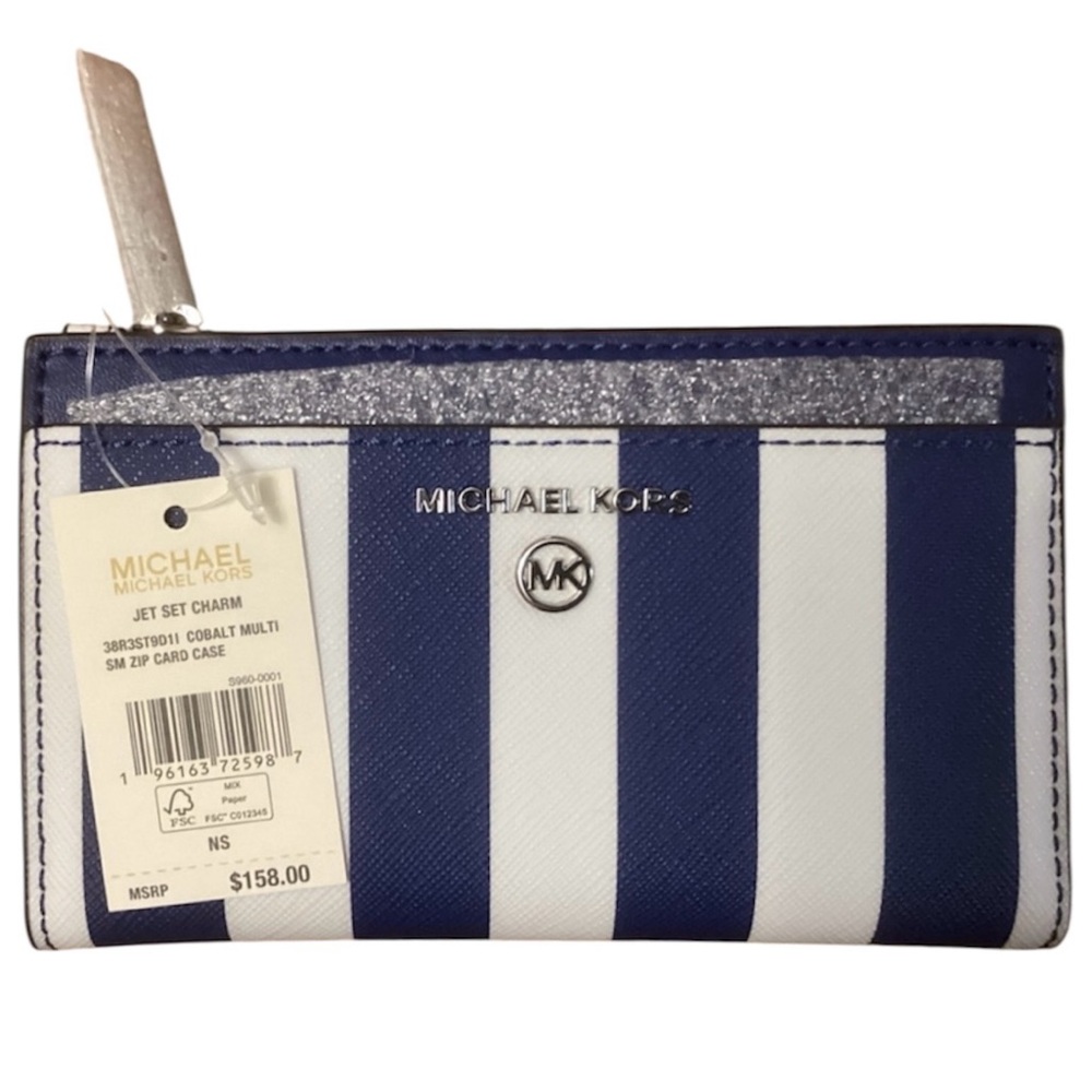 NWT Michael Kors Blue and White Stripe Wallet